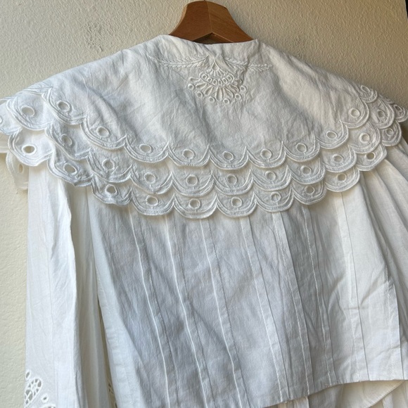 FARM RIO WOMEN'S RICHELIEU BIG COLLAR Eyelet BLOUSE Off White Sz S - Picture 11 of 16